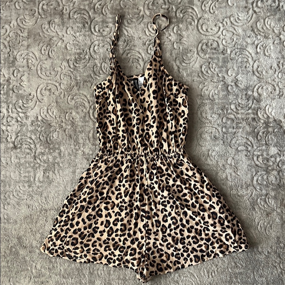 H&M Brown and Black Leopard Print Jumpsuit